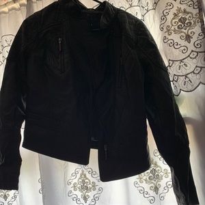Women black leather jacket